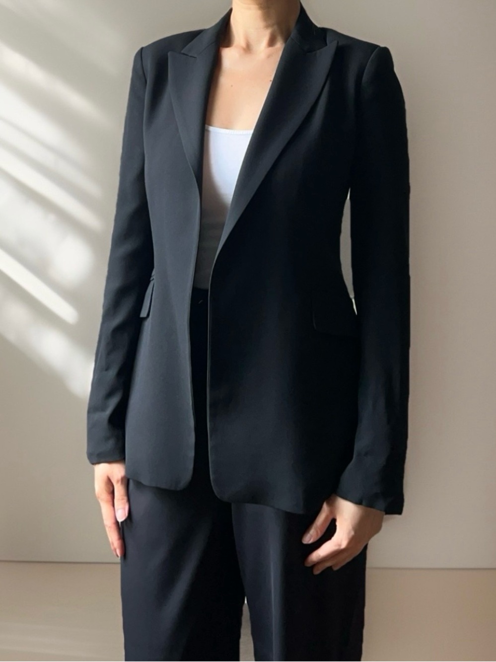 Aritzia Babaton Black Minimalist Tailored Single-Breasted Blazer | 00